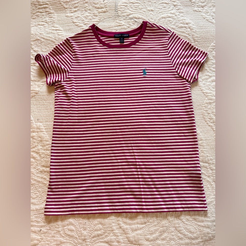 Ralph Lauren Purple/pink striped t shirt, Size S/P